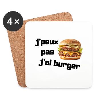 Cadeau J'peux pas, j'ai burger - Dessous de verre (lot de 4) - blanc - Devant