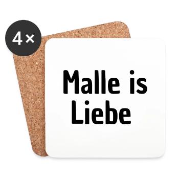 Malle is Liebe Schriftzug - Untersetzer (4er-Set) - Weiß - Vorne