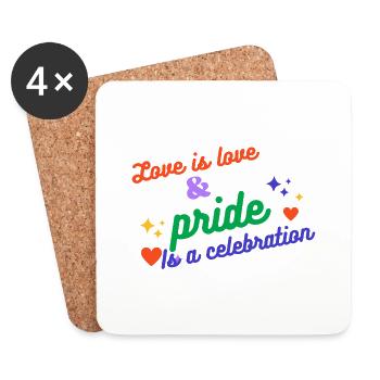 Love is love and pride is a celebration - Coasters (set of 4) - white - Front