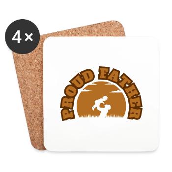 Fier Papa Fille Kid Brown - Dessous de verre (lot de 4) - blanc - Devant