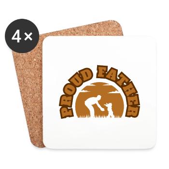 Père fier Enfant Garçon Brown - Dessous de verre (lot de 4) - blanc - Devant