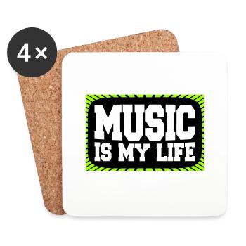 Music Is My Life Musik Ist Mein Leben Liebe Spruch - Coasters (set of 4) - white - Front