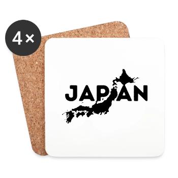 Japan Geographical Map of the Country - Coasters (set of 4) - white - Front