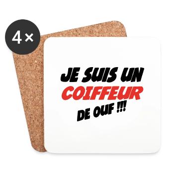 Je suis un COIFFEUR de ouf !!! - Dessous de verre (lot de 4) - blanc - Devant