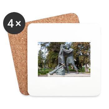 Statue des mythologischen Ringkampfes - Untersetzer (4er-Set) - Weiß - Vorne