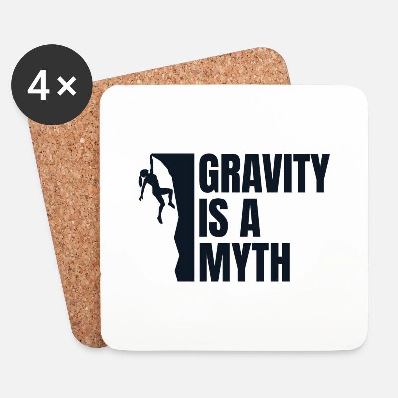 Gravity Is A Myth - Kletterer Geschenk - Untersetzer (4er-Set) - Weiß