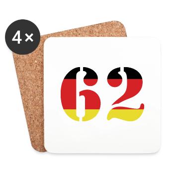 62 Numéro Jersey Allemagne - Dessous de verre (lot de 4) - blanc - Devant