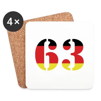 63 Numéro Jersey Allemagne - Dessous de verre (lot de 4) - blanc - Devant