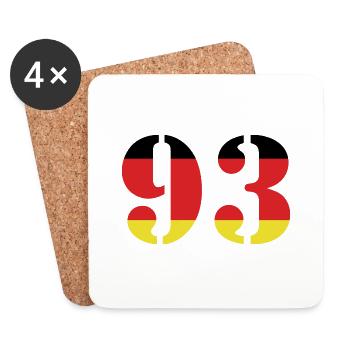 93 Numéro Jersey Allemagne - Dessous de verre (lot de 4) - blanc - Devant