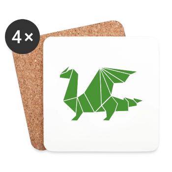 dragon origami - Coasters (set of 4) - white - Front