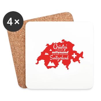 Switzerland Swiss Greetings - Grüetzi mitenand - Coasters (set of 4) - white - Front