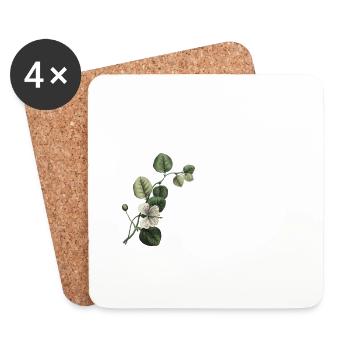 Numéro 23 floral vert -23e anniversaire floral - Dessous de verre (lot de 4) - blanc - Devant