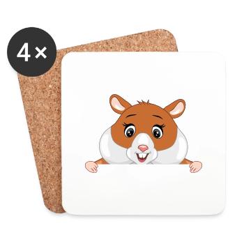 Happy peeking hamster - Coasters (set of 4) - white - Front