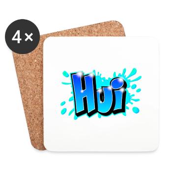 Graffiti "Hui" auf jedem Medium druckbar! - Untersetzer (4er-Set) - Weiß - Vorne