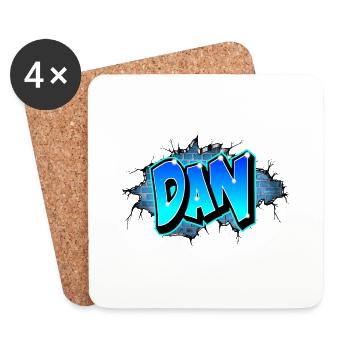 Graffiti DAN Wand Risse Blaue Ziegel - Untersetzer (4er-Set) - Weiß - Vorne