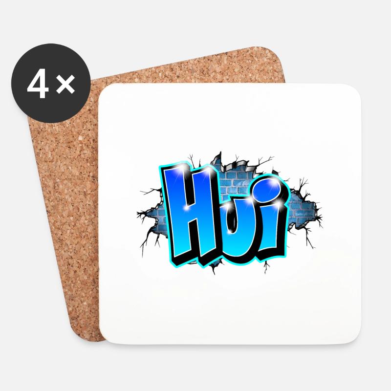 Graffiti HUI bedruckbar auf jedem Medium - Untersetzer (4er-Set) - Weiß