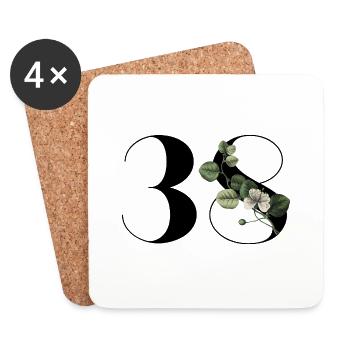 Number 38 Floral Green - 38th Floral Birthday - Coasters (set of 4) - white - Front
