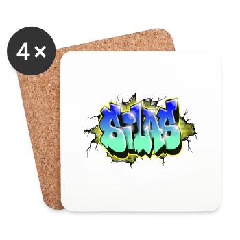 Graffiti SILAS Rubbelgeschenk GEBURTSTAG GEBURT - Untersetzer (4er-Set) - Weiß - Vorne