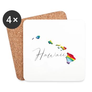 LGBTQ Flagge in der Hawaii State Landkarte HI - Untersetzer (4er-Set) - Weiß - Vorne