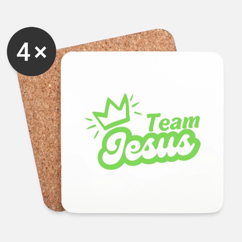 Team Jesus mit Krone - Untersetzer (4er-Set) - Weiß