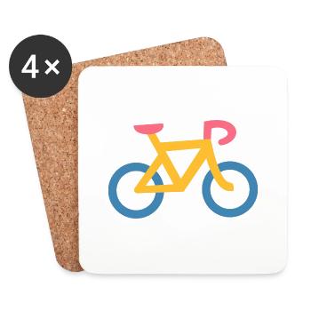 Vélo Jaune et Bleu - Dessous de verre (lot de 4) - blanc - Devant