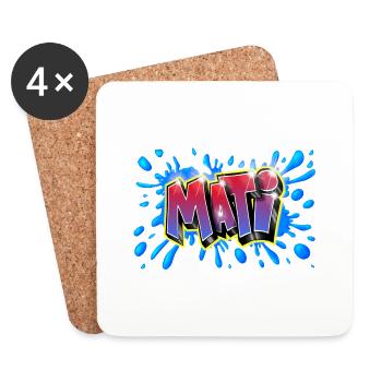 Mati graffiti imprimable sur tout - Dessous de verre (lot de 4) - blanc - Devant