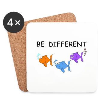 Be Different | Fish, funny pictures, fishing rod - Coasters (set of 4) - white - Front