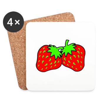 erdbeeren - Untersetzer (4er-Set) - Weiß - Vorne
