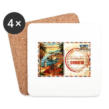 Croatia Croatia Hrvatska travel summer dubrovnik - Coasters (set of 4) - white - Front