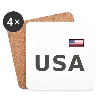 TEAM United States American Flag Banner Over Font - Coasters (set of 4) - white - Front