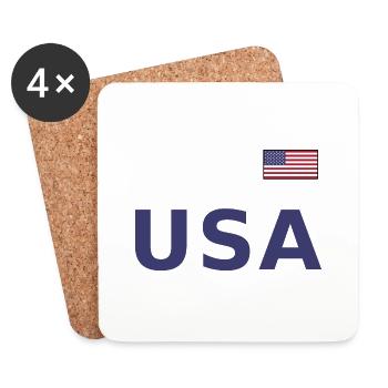 ÉQUIPE Bannière du drapeau américain des États-Unis sur la police - Dessous de verre (lot de 4) - blanc - Devant