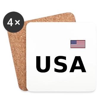 TEAM USA amerikanische Flagge Fahne über Schrift - Untersetzer (4er-Set) - Weiß - Vorne