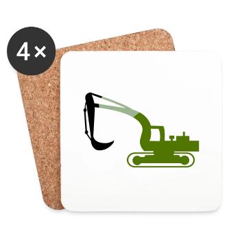 excavator - Coasters (set of 4) - white - Front