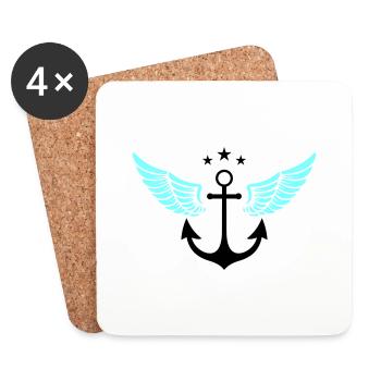 Symbole d’ancre - Dessous de verre (lot de 4) - blanc - Devant