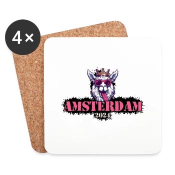 Amsterdam 2024 Alpaka - Untersetzer (4er-Set) - Weiß - Vorne