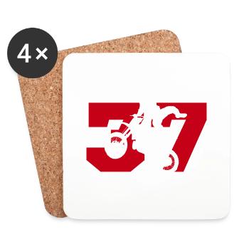 Moto 37 motard - Dessous de verre (lot de 4) - blanc - Devant