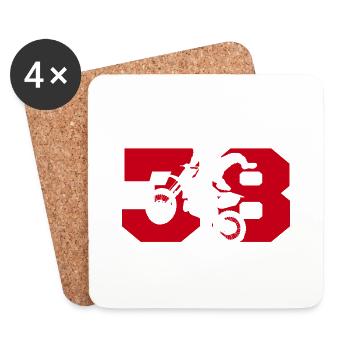 Moto 38 motard - Dessous de verre (lot de 4) - blanc - Devant