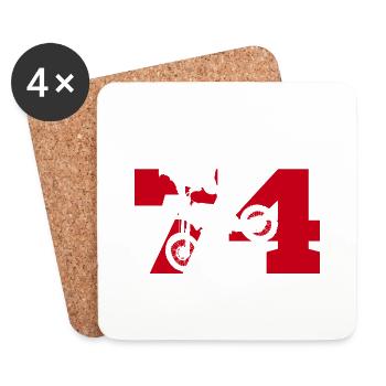 Moto 74 motard - Dessous de verre (lot de 4) - blanc - Devant