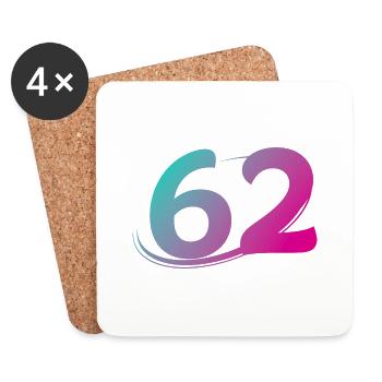 Numéro 62 multicolore - Dessous de verre (lot de 4) - blanc - Devant