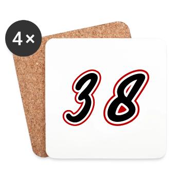 38 Symbole numérique - Dessous de verre (lot de 4) - blanc - Devant