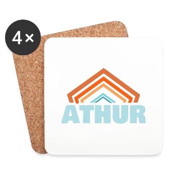 Athur comme prénom - Dessous de verre (lot de 4) - blanc - Devant