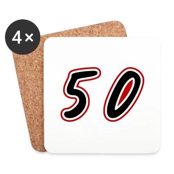 50 Symbole numérique - Dessous de verre (lot de 4) - blanc - Devant