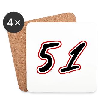 51 Zahl Symbol - Untersetzer (4er-Set) - Weiß - Vorne