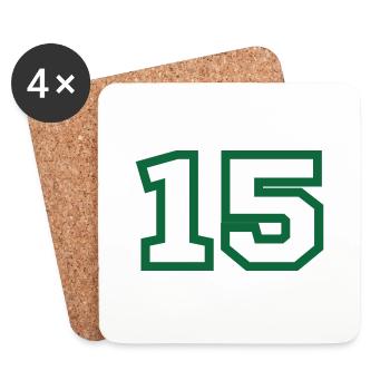 Numéro 15 sport vert - Dessous de verre (lot de 4) - blanc - Devant
