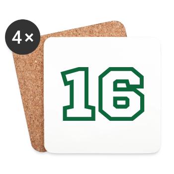 Numéro 16 sport vert - Dessous de verre (lot de 4) - blanc - Devant