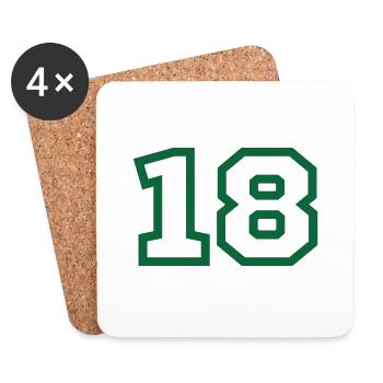 Numéro 18 sport vert - Dessous de verre (lot de 4) - blanc - Devant