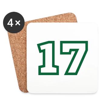 Numéro 17 sport vert - Dessous de verre (lot de 4) - blanc - Devant