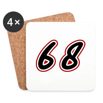 68 Zahl Symbol - Untersetzer (4er-Set) - Weiß - Vorne
