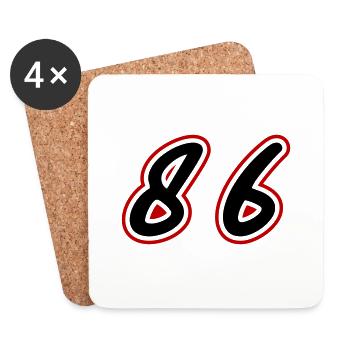 86 Symbole numérique - Dessous de verre (lot de 4) - blanc - Devant