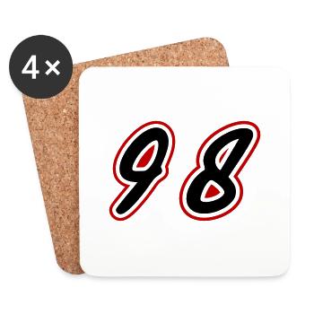 98 Symbole numérique - Dessous de verre (lot de 4) - blanc - Devant